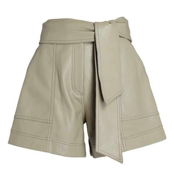 Jonathan Simkhai vegan leather shorts in sage - Picture 1 of 9